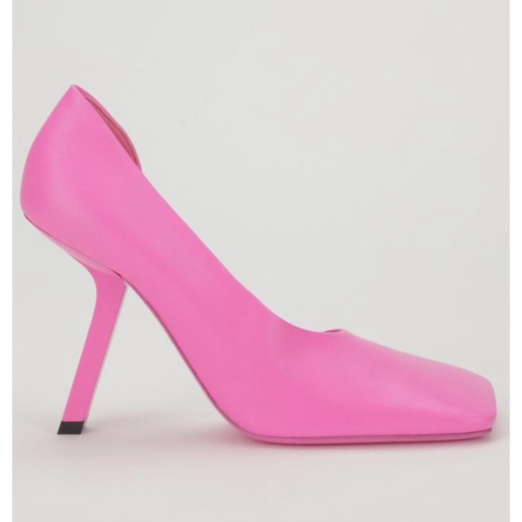 Balenciaga Hot Pink Square Toe Pumps Size EU 36.5 (Fits 37) Brand New